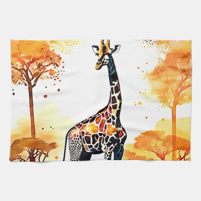 Giraffe Savannah Art Geschirrtuch (Horizontal)