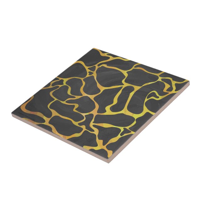 Giraffe, Schwarz und Gelb Fliese (Seite)