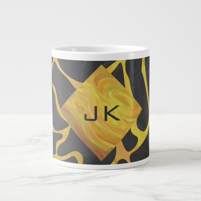Giraffe, Schwarz und Gelb Jumbo-Tasse (Vorderseite)