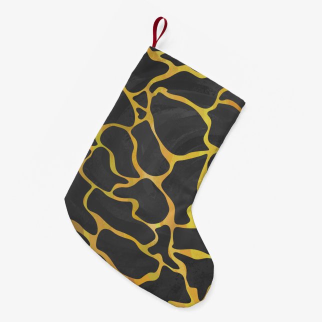 Giraffe, Schwarz und Gelb Kleiner Weihnachtsstrumpf (Vorderansicht (hängend))