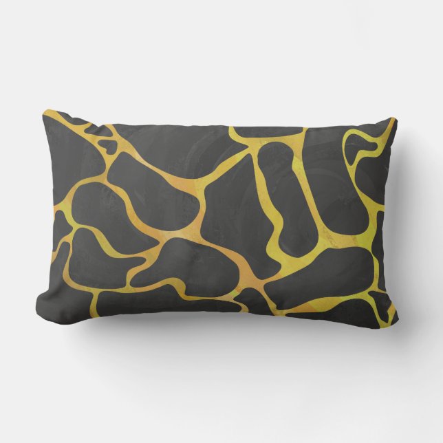 Giraffe, Schwarz und Gelb Lendenkissen (Vorderseite)