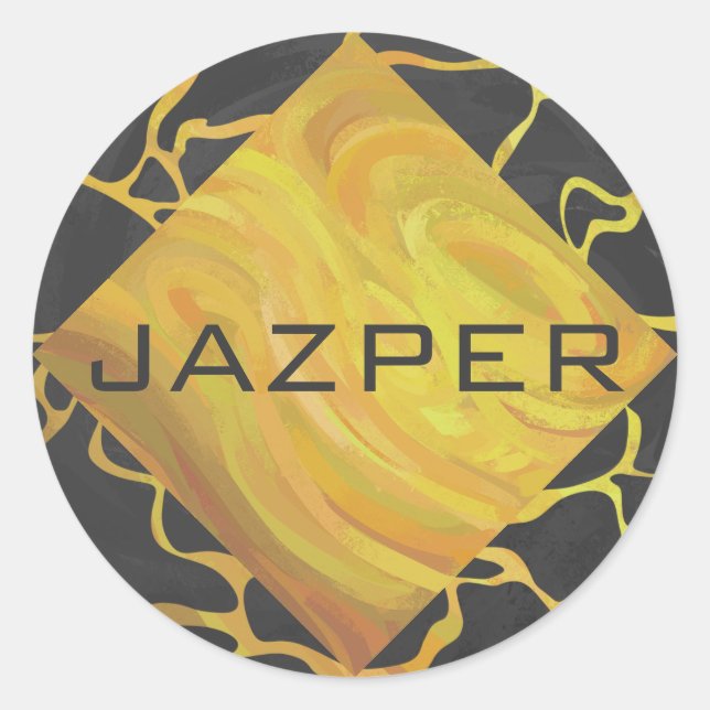 Giraffe, Schwarz und Gelb Runder Aufkleber (Vorderseite)