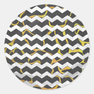 Giraffe, Schwarz und Gelb Runder Aufkleber