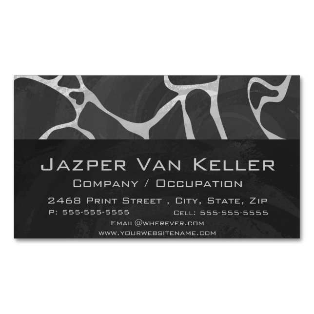 Giraffe Schwarz und Light Gray Print Magnetische Visitenkarte (Vorderseite)