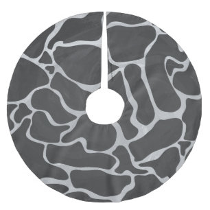 Giraffe Schwarz und Light Gray Print Polyester Weihnachtsbaumdecke