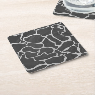 Giraffe Schwarz und Light Gray Print Rechteckiger Pappuntersetzer