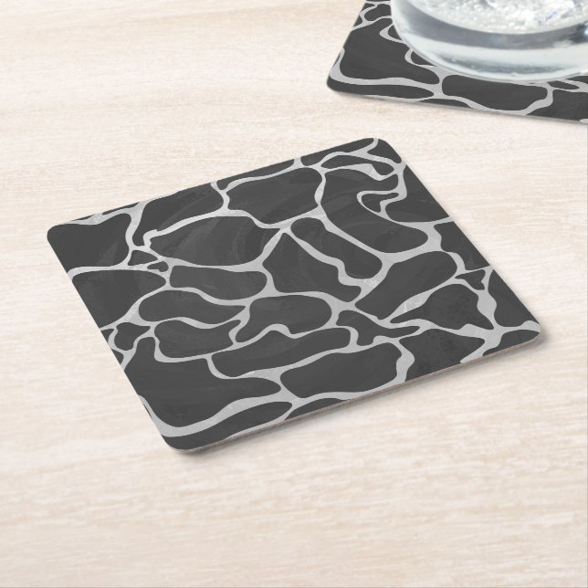 Giraffe Schwarz und Light Gray Print Rechteckiger Pappuntersetzer (angewinkelt)