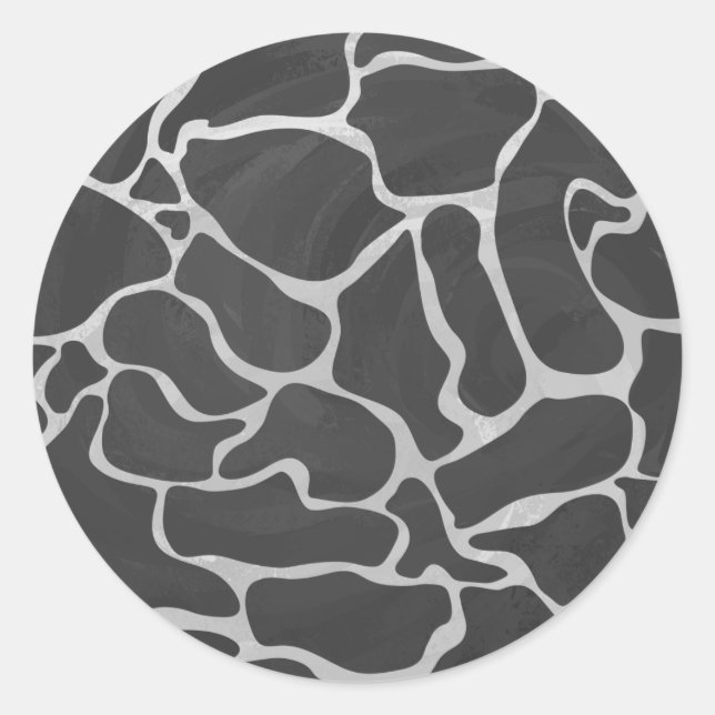 Giraffe Schwarz und Light Gray Print Runder Aufkleber (Vorderseite)