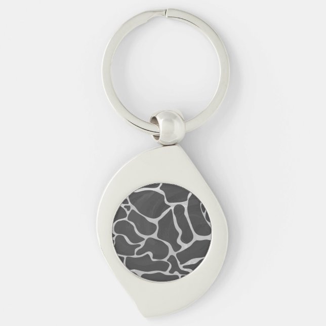 Giraffe Schwarz und Light Gray Print Schlüsselanhänger (Vorderseite)
