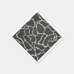 Giraffe Schwarz und Light Gray Print Serviette
