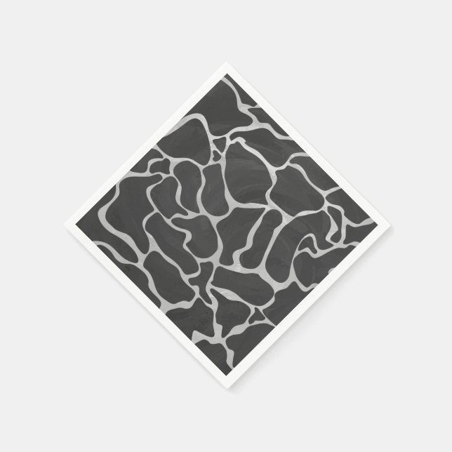 Giraffe Schwarz und Light Gray Print Serviette (Ecke)