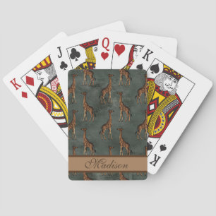 Giraffe Script Personalisiert Hunter Green Bronze Spielkarten