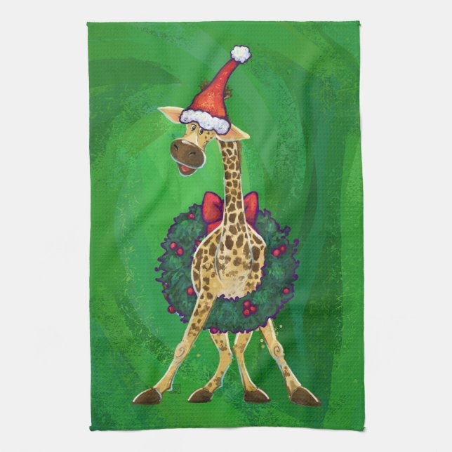 Giraffe Serviette de cuisine de Noël (Vertical)