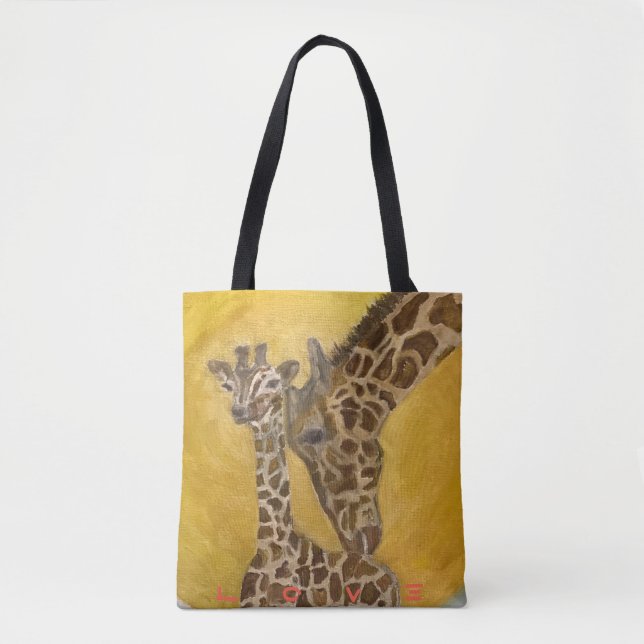 Giraffe Shopping Tasche Mutter und Kind (Vorderseite)
