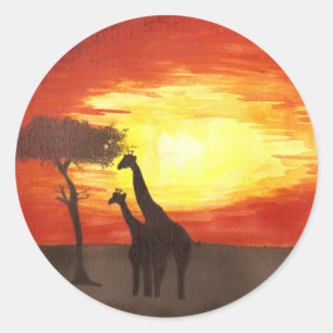 Giraffe-Silhouette Runder Aufkleber