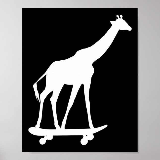 Giraffe Skateboarding Skateboard  Poster (Vorne)