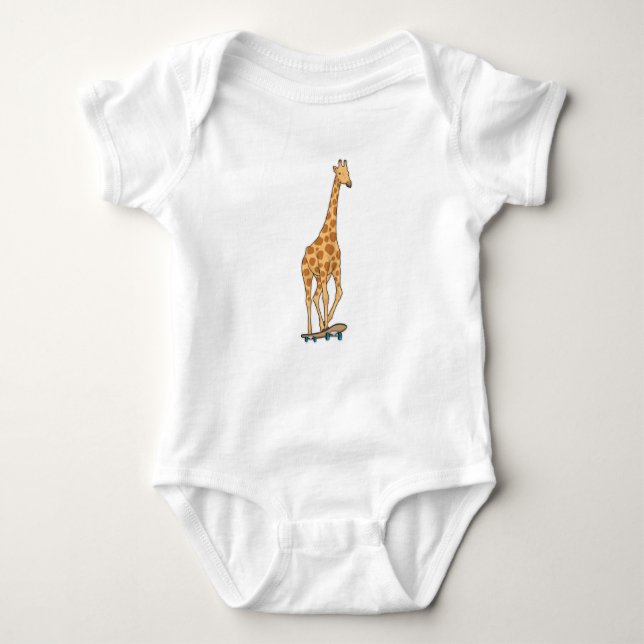 Giraffe Skater Skateboard Baby Strampler (Vorderseite)