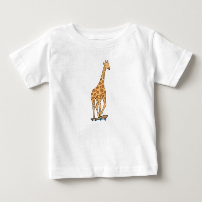 Giraffe Skater Skateboard Baby T-shirt (Vorderseite)