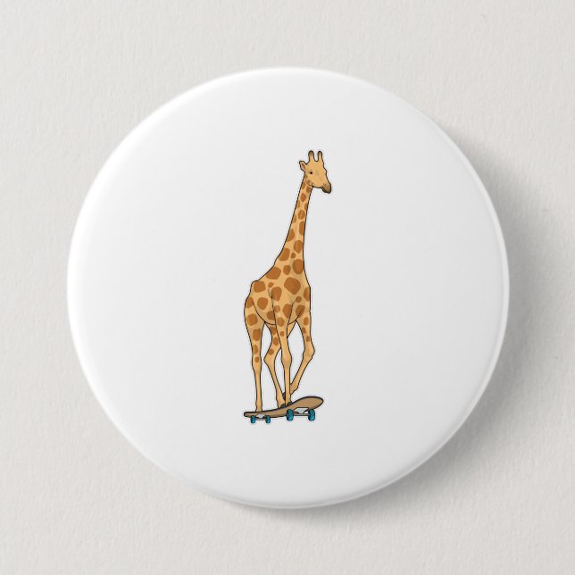 Giraffe Skater Skateboard Button (Vorderseite)