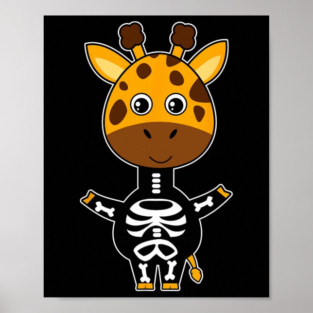 Giraffe Skeleton Xray Costume Niedlich Easy Hallow Poster (Vorne)