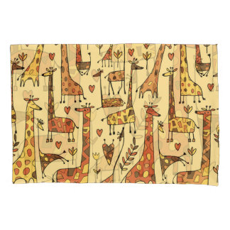 Giraffe Sketch, Spaß Nahtloses Design. Kissenbezug
