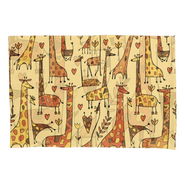 Giraffe Sketch, Spaß Nahtloses Design. Kissenbezug (Vorderseite)