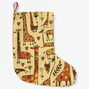 Giraffe Sketch, Spaß Nahtloses Design. Kleiner Weihnachtsstrumpf