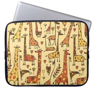Giraffe Sketch, Spaß Nahtloses Design. Laptopschutzhülle