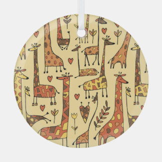 Giraffe Sketch, Spaß Nahtloses Design. Ornament Aus Glas