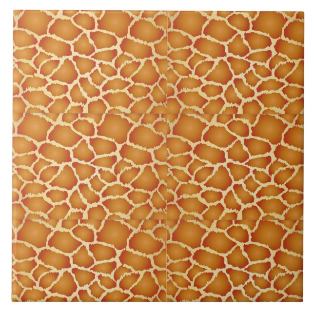 Giraffe Skin Golden Brown Texture Fliese (Vorderseite)
