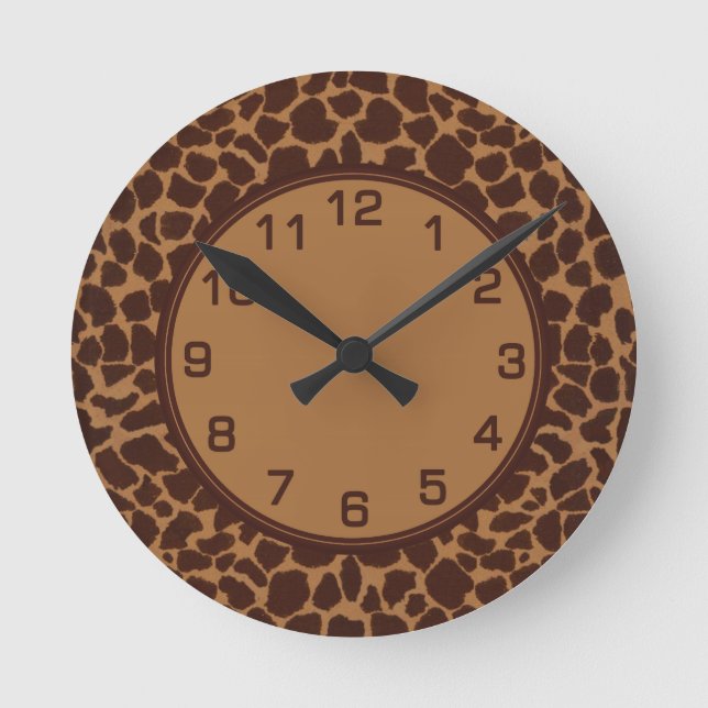 Giraffe Skin Print Pattern Runde Wanduhr (Vorderseite)