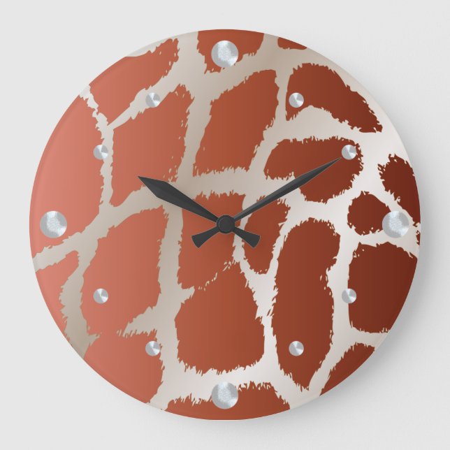 Giraffe Skin Wall Clock Große Wanduhr (Vorderseite)