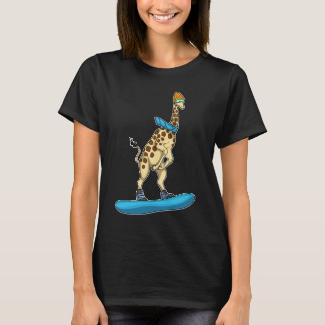 Giraffe Snowboard Wintersport T-Shirt (Vorderseite)
