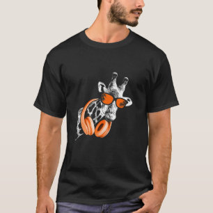 Giraffe Sonnenbrille Kopfhörer Festival Musik Fan  T-Shirt