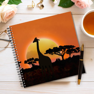 Giraffe Sonnenuntergang Notizbuch Afrikanische S