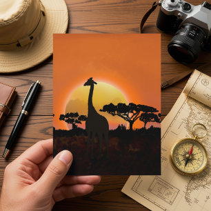 Giraffe Sonnenuntergang Postkarte Afrikanische S