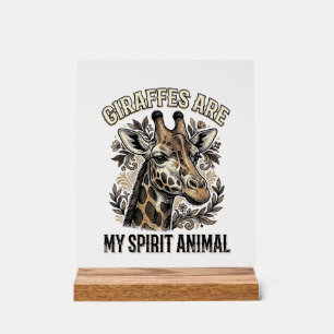 Giraffe Spirit Tier Vintage Gravur Shirt Desi Acrylschild