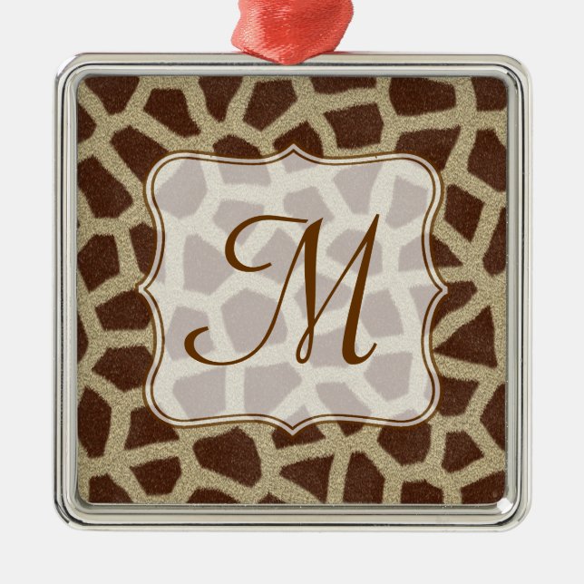Giraffe Spot Animal Prin Monogram Initial Ornament (Vorne)