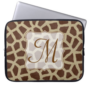 Giraffe Spot Animal Print Monogram 15" Laptop Case