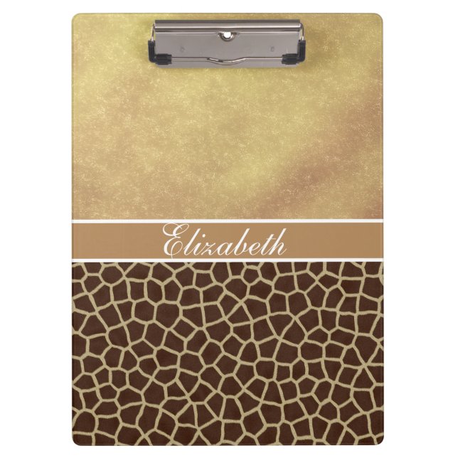 Giraffe Spot Gold Glitzer Foto Print Klemmbrett (Vorderseite)
