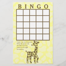 Giraffe Spots Carte de Bingo Jaune