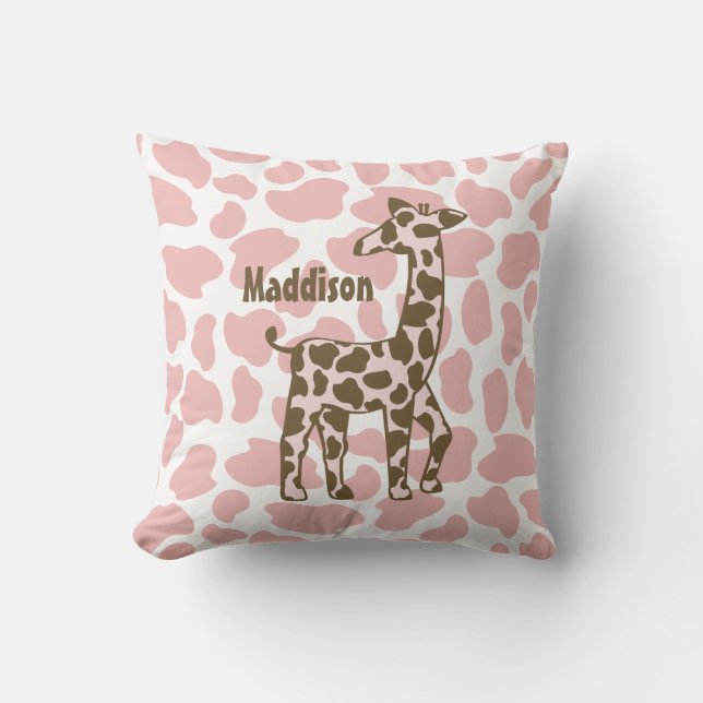Giraffe Spots Rosa und Braun Kissen (Vorderseite)