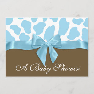 Giraffe Spots und Blue Bow Baby Shower Einladung