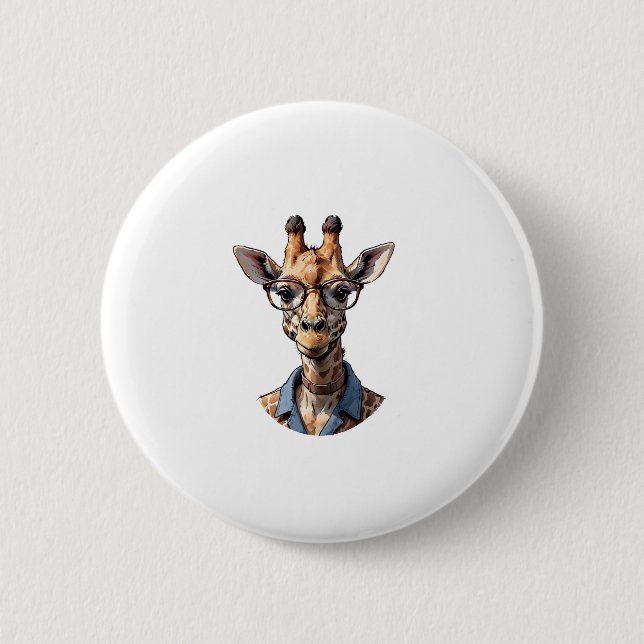Giraffe_ Stilvoll in Brillen Button (Vorderseite)