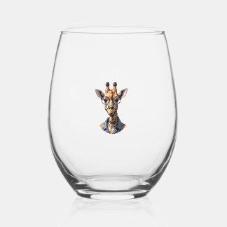 Giraffe_ Stilvoll in Brillen Weinglas Ohne Stiel