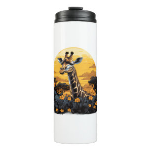 Giraffe Sunset Flora und Fauna Thermosbecher