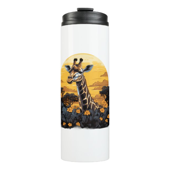 Giraffe Sunset Flora und Fauna Thermosbecher (Vorderseite)