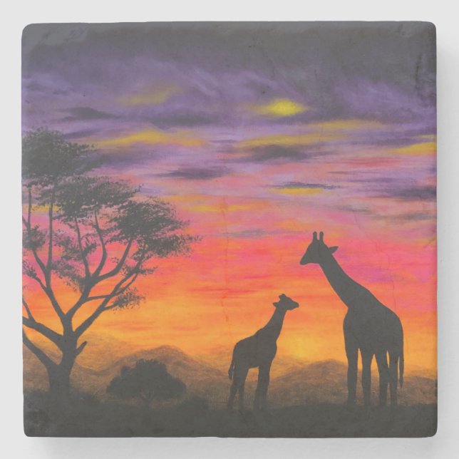 "Giraffe Sunset" Untersetzer von Greggs Deep Color (Vorderseite)
