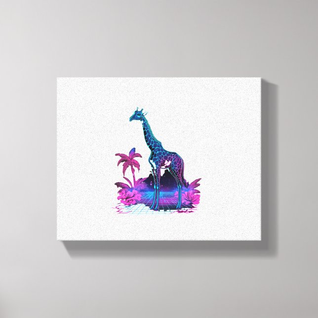 Giraffe Synthwave Vaporwave Kunst   Leinwanddruck (Vorderseite)