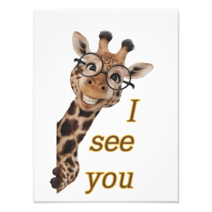 Giraffe.Text.Ich sehe dich Fotodruck